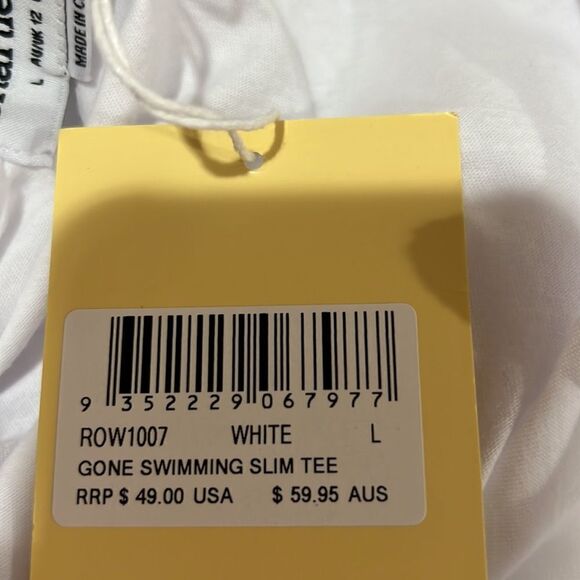 Charlie Holiday White Gone fishing slim tee embroidered shell NWT - Picture 9 of 11